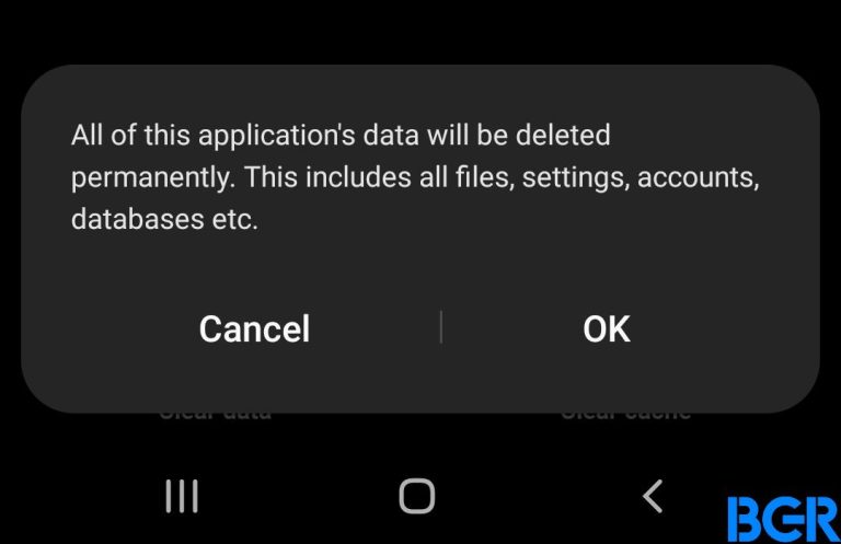 Click OK to clear data and consequently clear cache on your Android