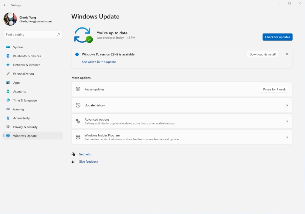 Updating from Windows 11 to the Windows 11 2022 Update.