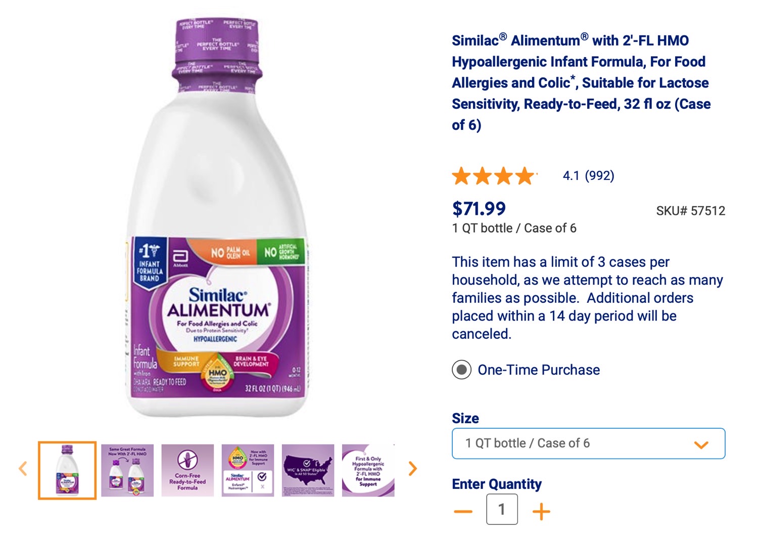 Abbott Similac Alimentum baby formula bottle.