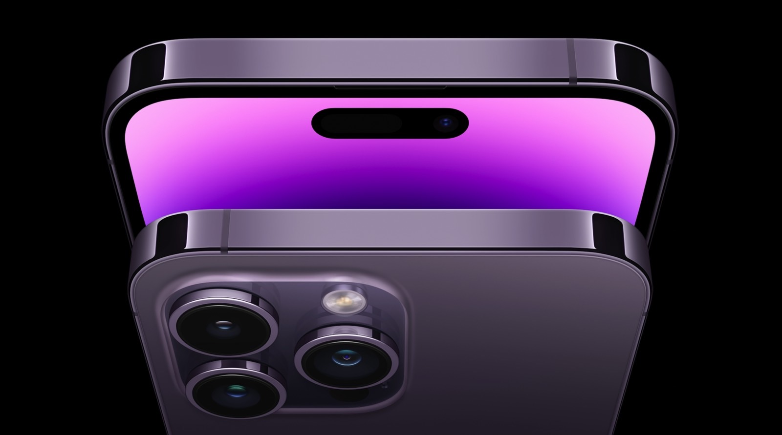 iPhone 14 Pro in Deep Purple color option.