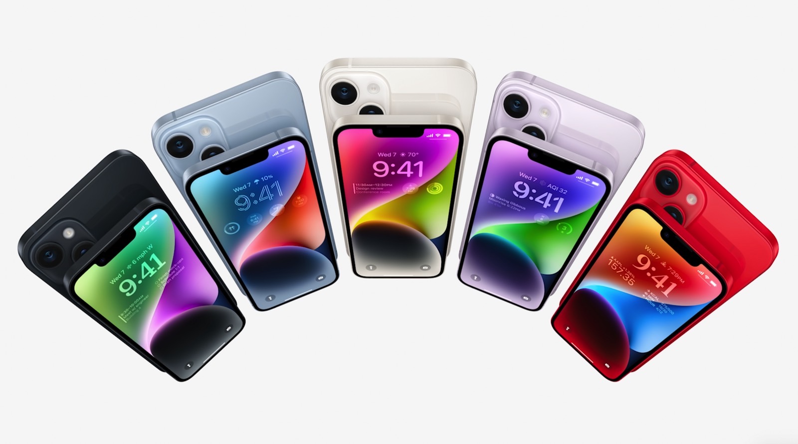 iPhone 14 color options.