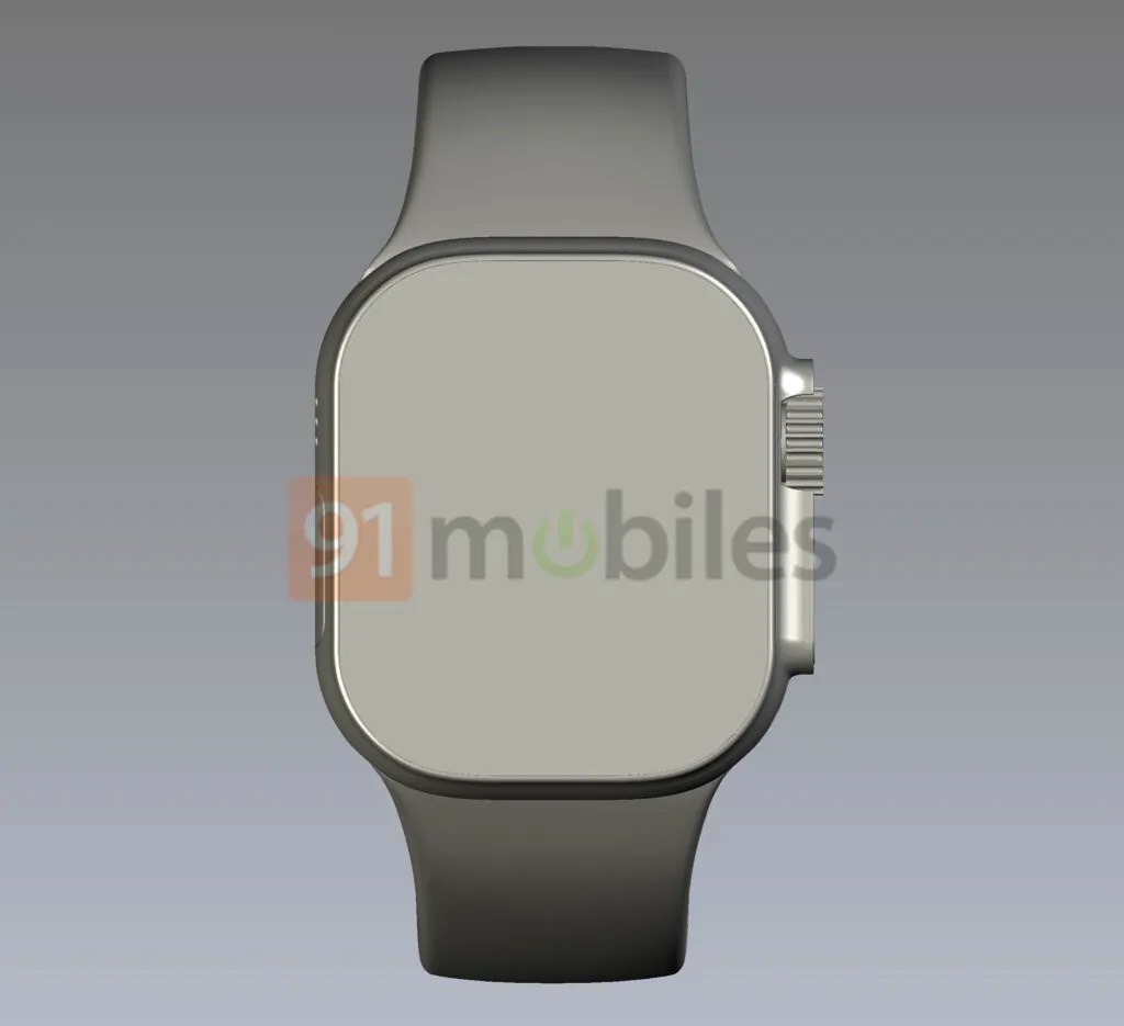 Apple Watch Pro design render shows protrusion incorporating the Digital Crown button.