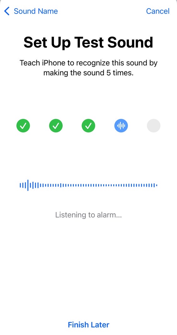 Recording a custom sound on iPhone for Sound Recognition functionality.