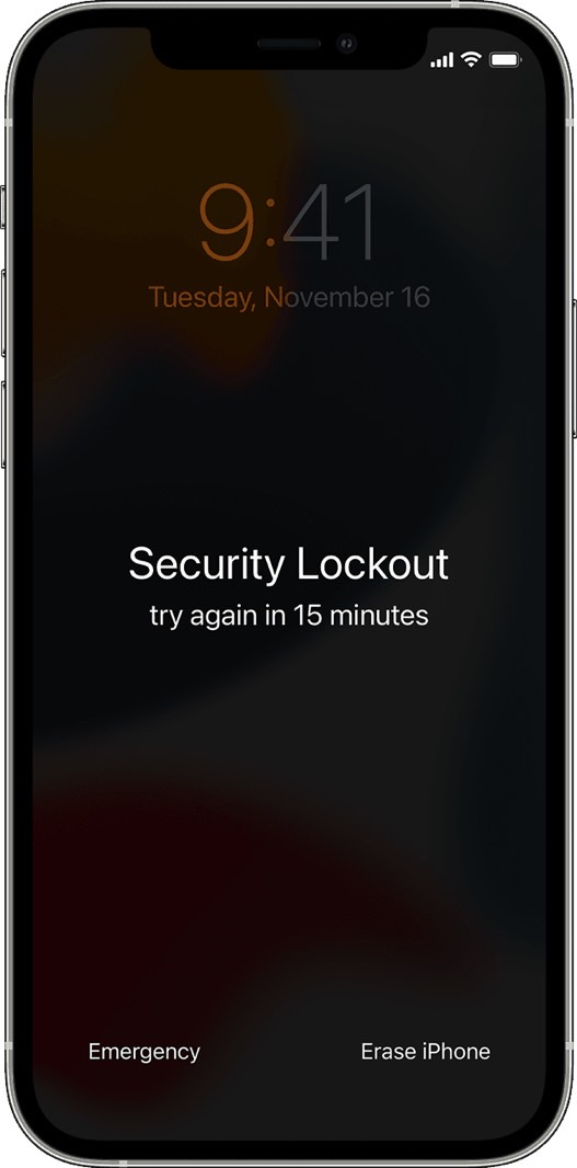 Erasing an iPhone directly from the Lock Screen.