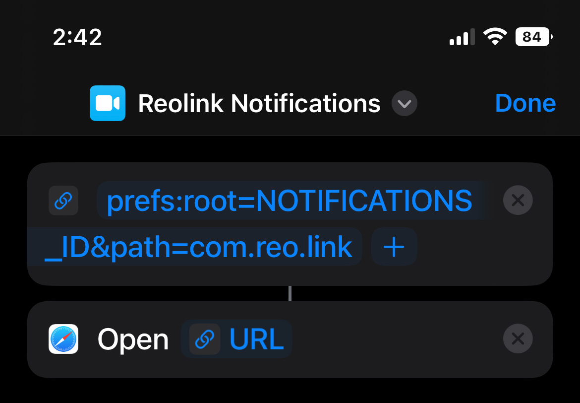 Mute Reolink Notifiche di scorciatoia