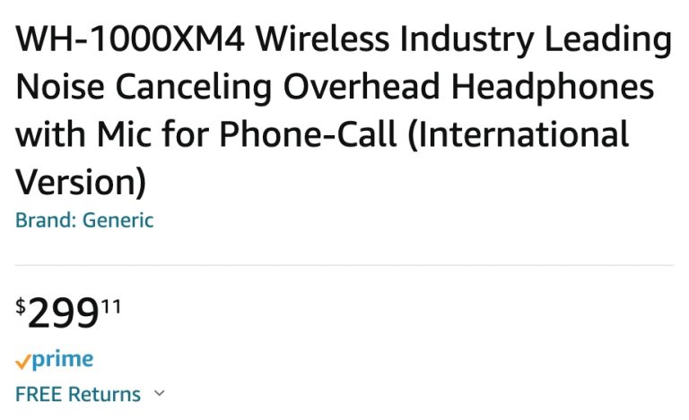 Sony WH1000XM4 headphones price with International Listing