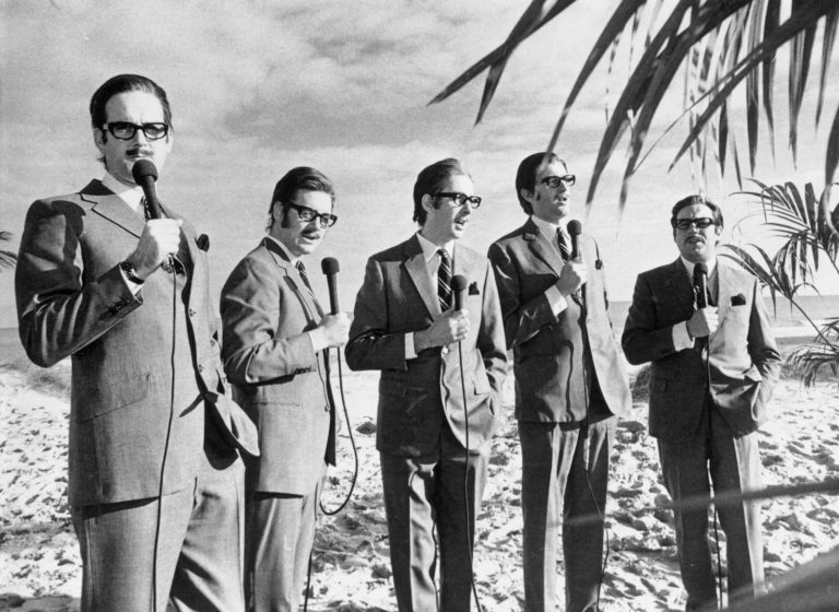 John Cleese, Michael Palin, Eric Idle, Graham Chapman, and Terry Jones in a sketch for Monty Python's Flying Circus.