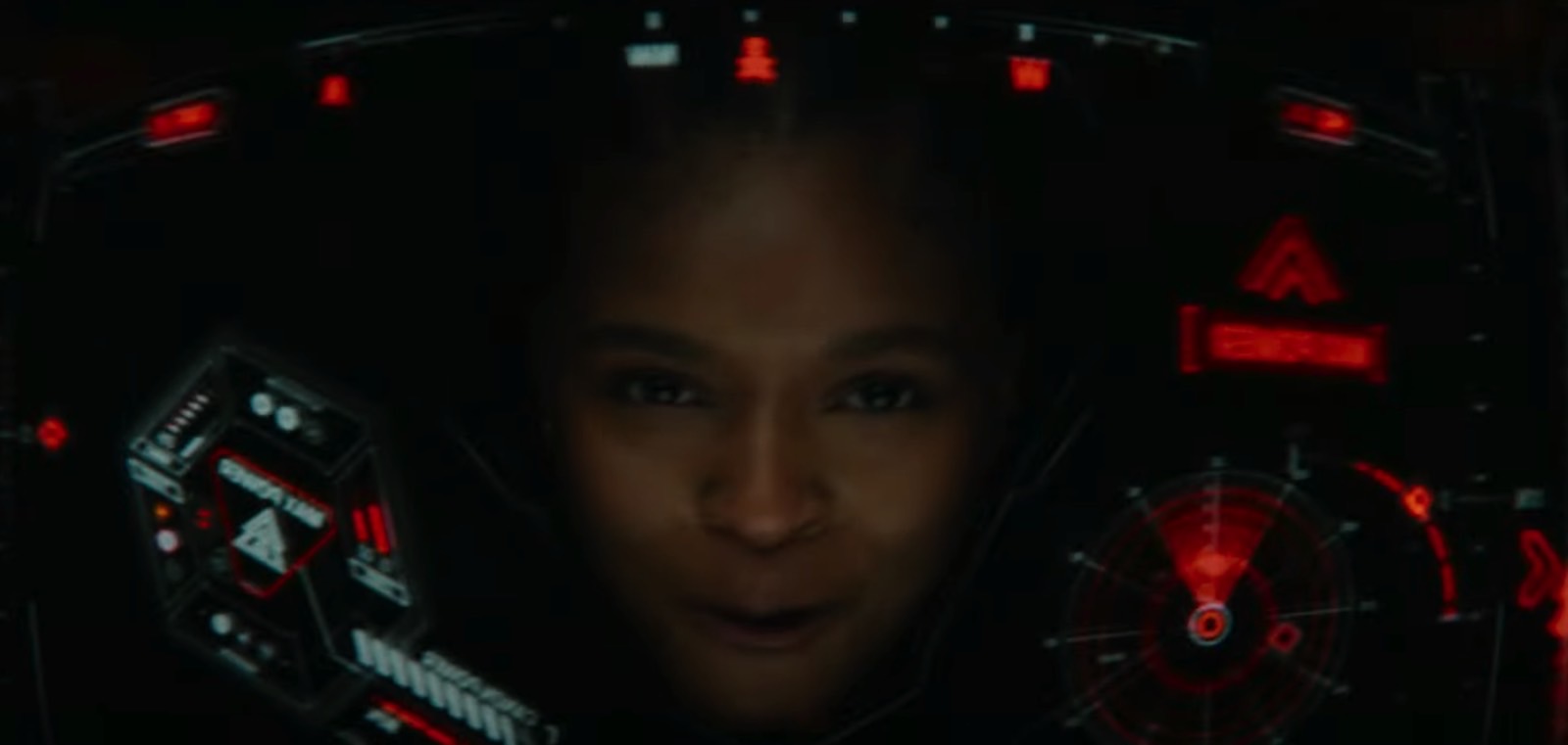 Riri Williams piloting her Ironheart armor in Wakanda Forever trailer 2.