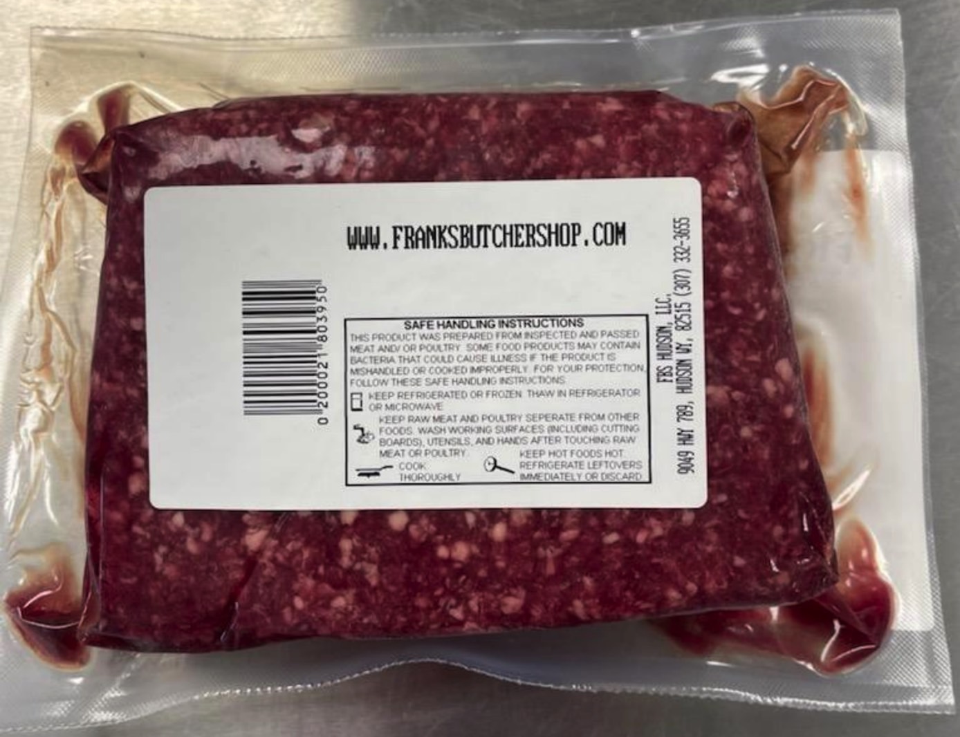 Frank's Butcher Shop ground beef recall: Back side of the package.