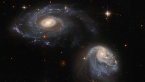 Hubble image of intersecting galaxies