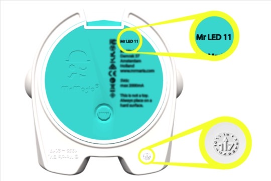 Miffy First Lights recall: Location of the model number and production year on the bottom of the product.