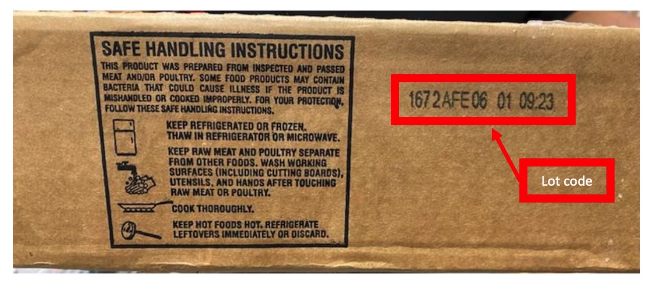 AdvancePierre Foods pork fritters recall: The lot number on a product case.
