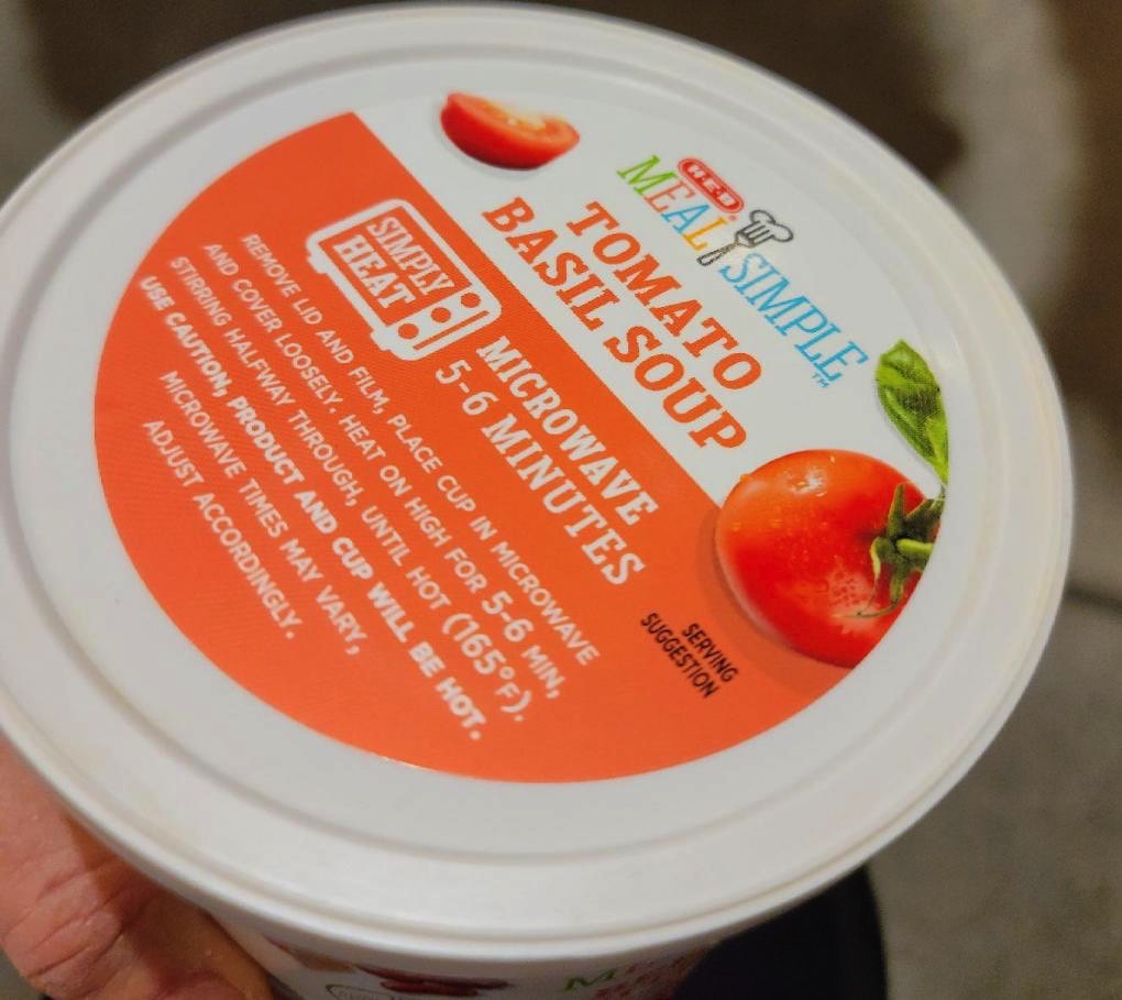 Tomato Basil Soup recall: The correct product label appears on the top of the package.