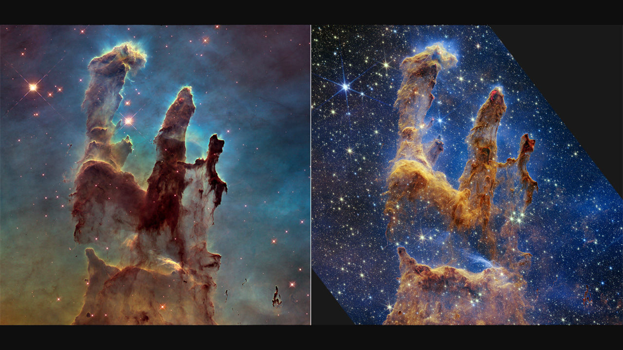 Hubble and Webb comparison of Pillars of Creation