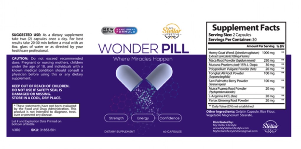 Wonder Pill recall: The product label.