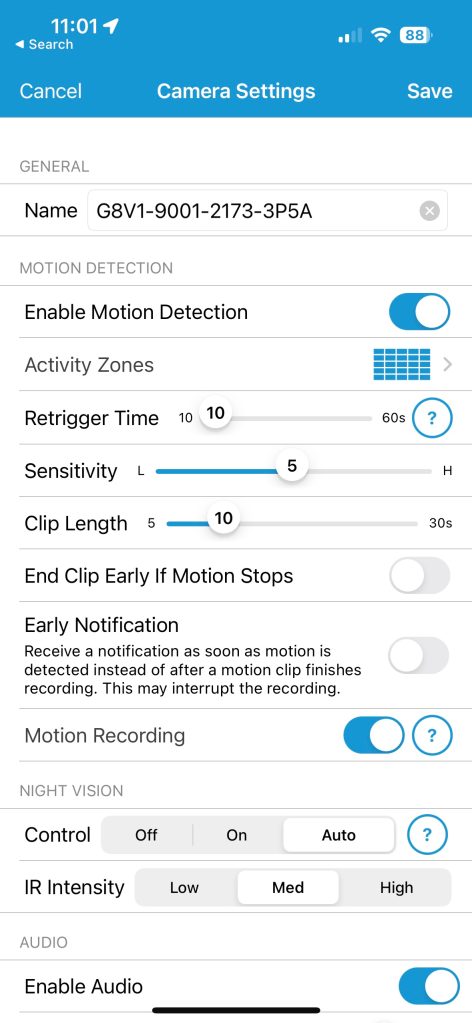 Blink xt sale sensitivity settings