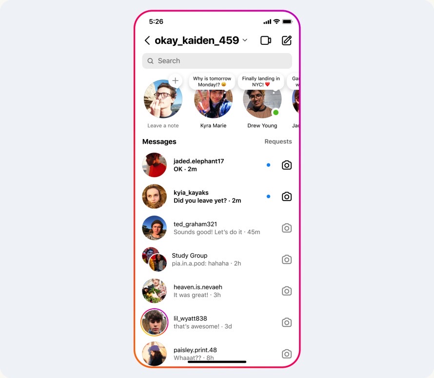 new instagram notes