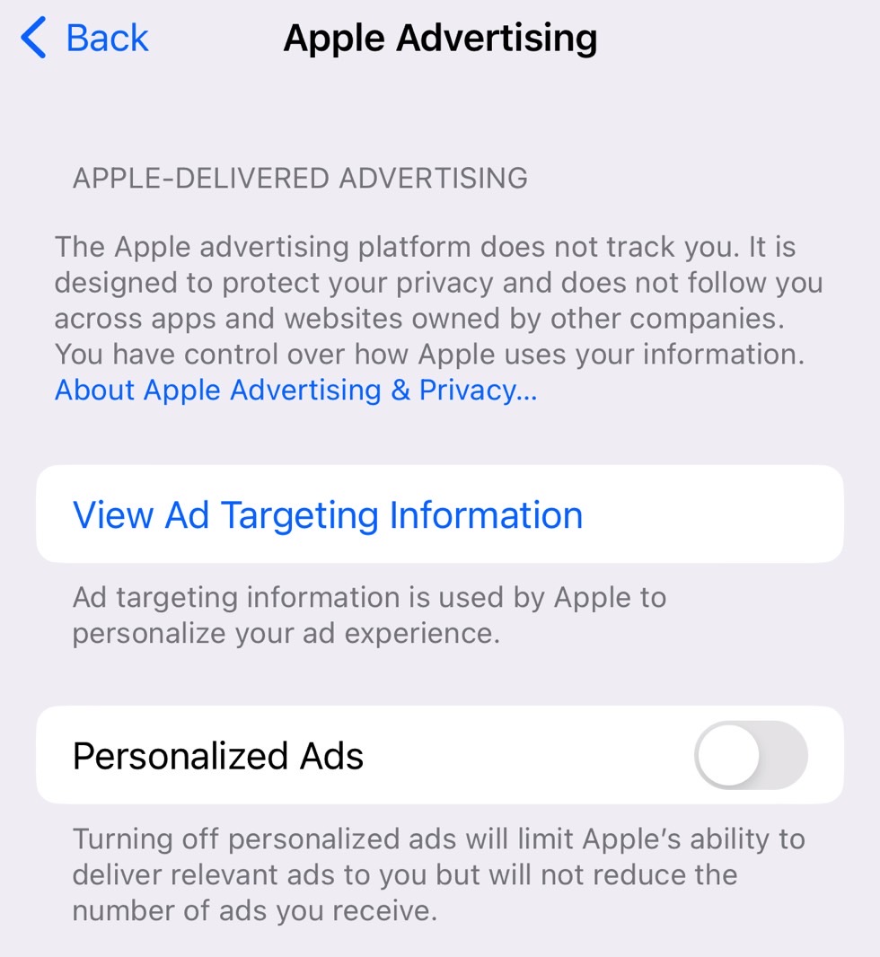 How to disable Personalized Ads on iPhone.