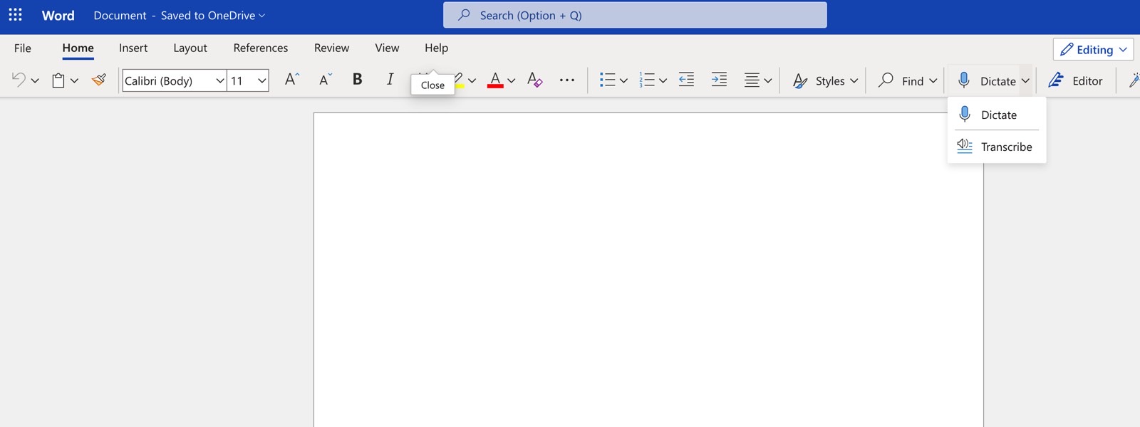 Microsoft Word transcription tool - how to find it.