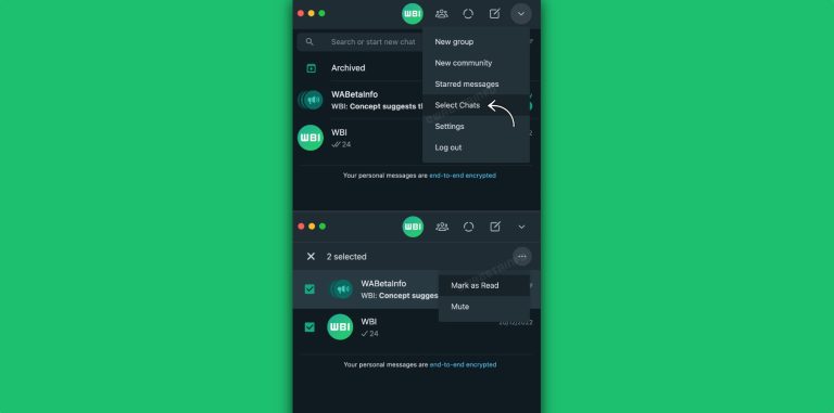 WhatsApp select multiple chats feature