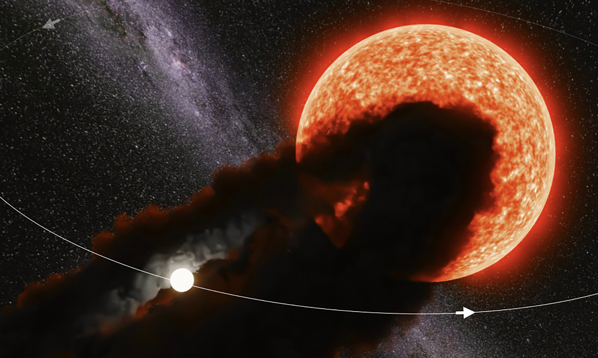 rare star eclipsed by dust from companion star