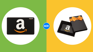 An Amazon gift card on a green and yellow background about deals