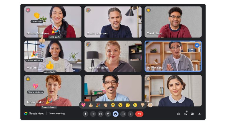 Emoji reactions in Google Meet