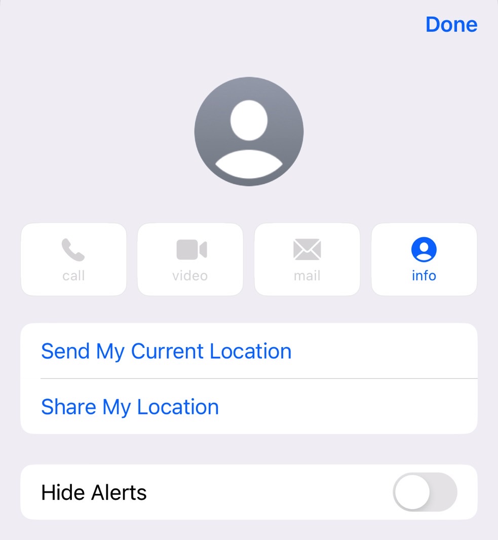 Enable Hide Alerts to avoid iMessage notifications from certain contacts.