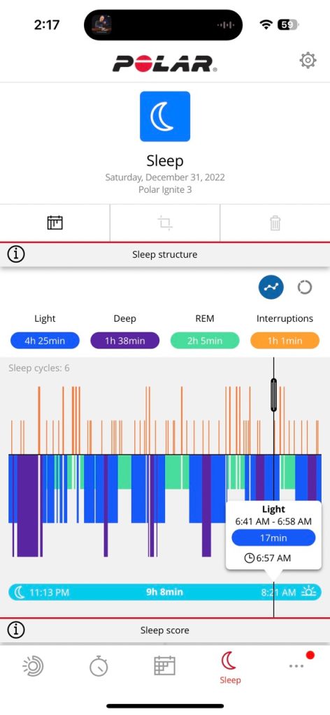 Polar ignite sleep on sale tracking