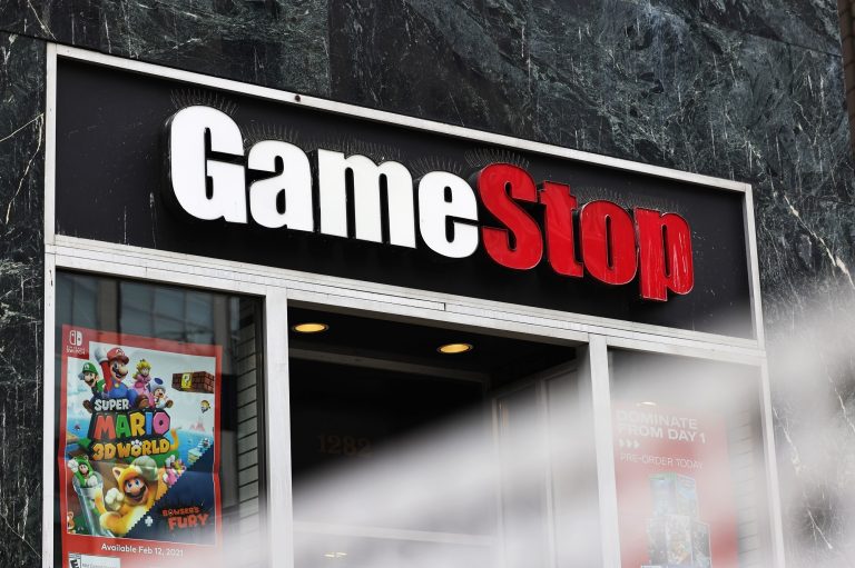 GameStop store signage is seen on January 27, 2021 in New York City.