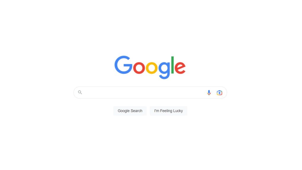 Google Search home page.