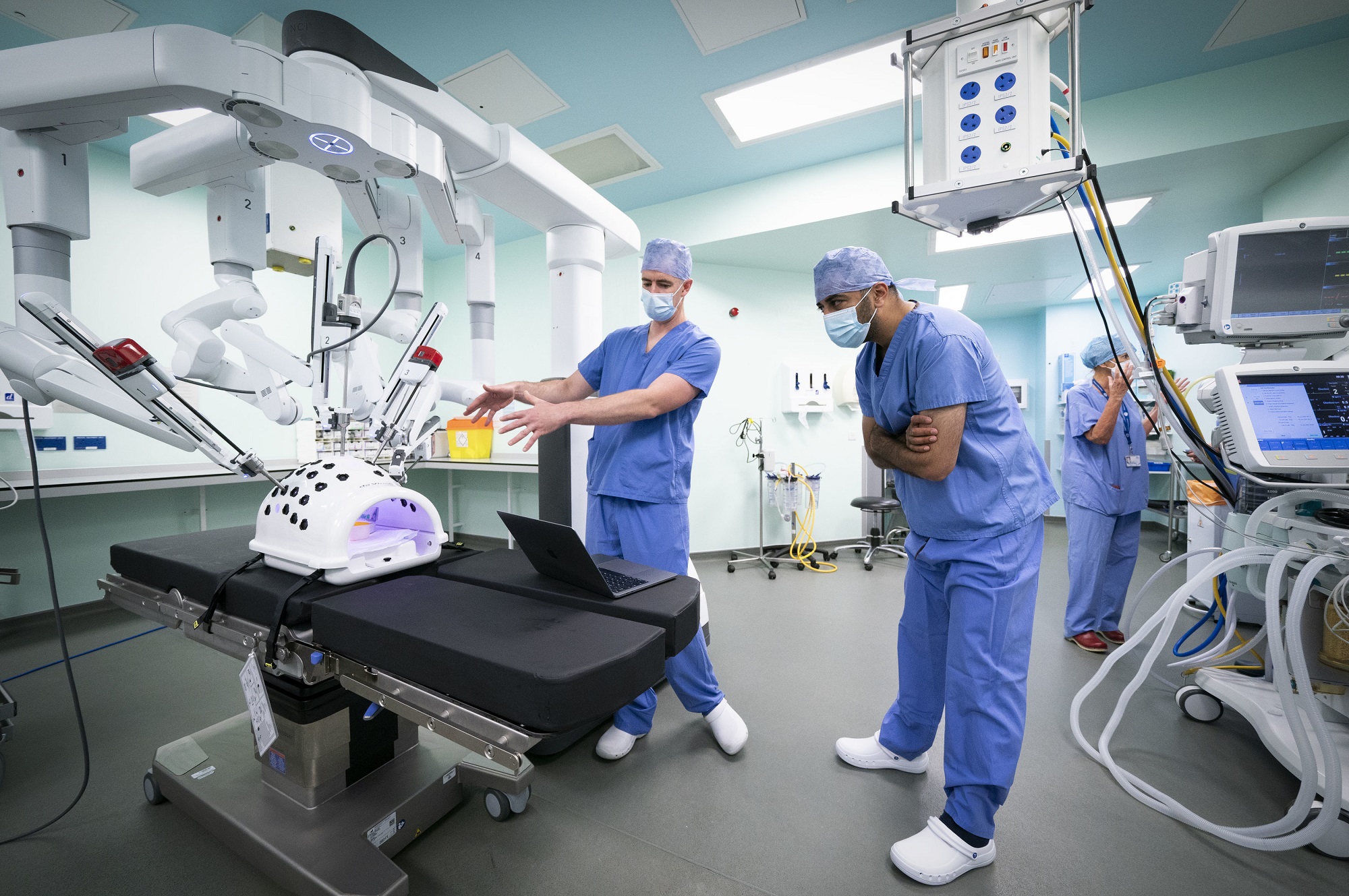 A surgical robot at work at Glasgow Royal Infirmary.