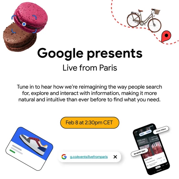 Press invite for February 8th Google Search event.