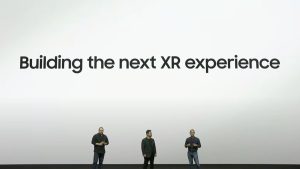 Samsung XR Headset Qualcomm, Samsung, and Google execs talking about next-gen mixed reality headset tech at Unpacked 2023.