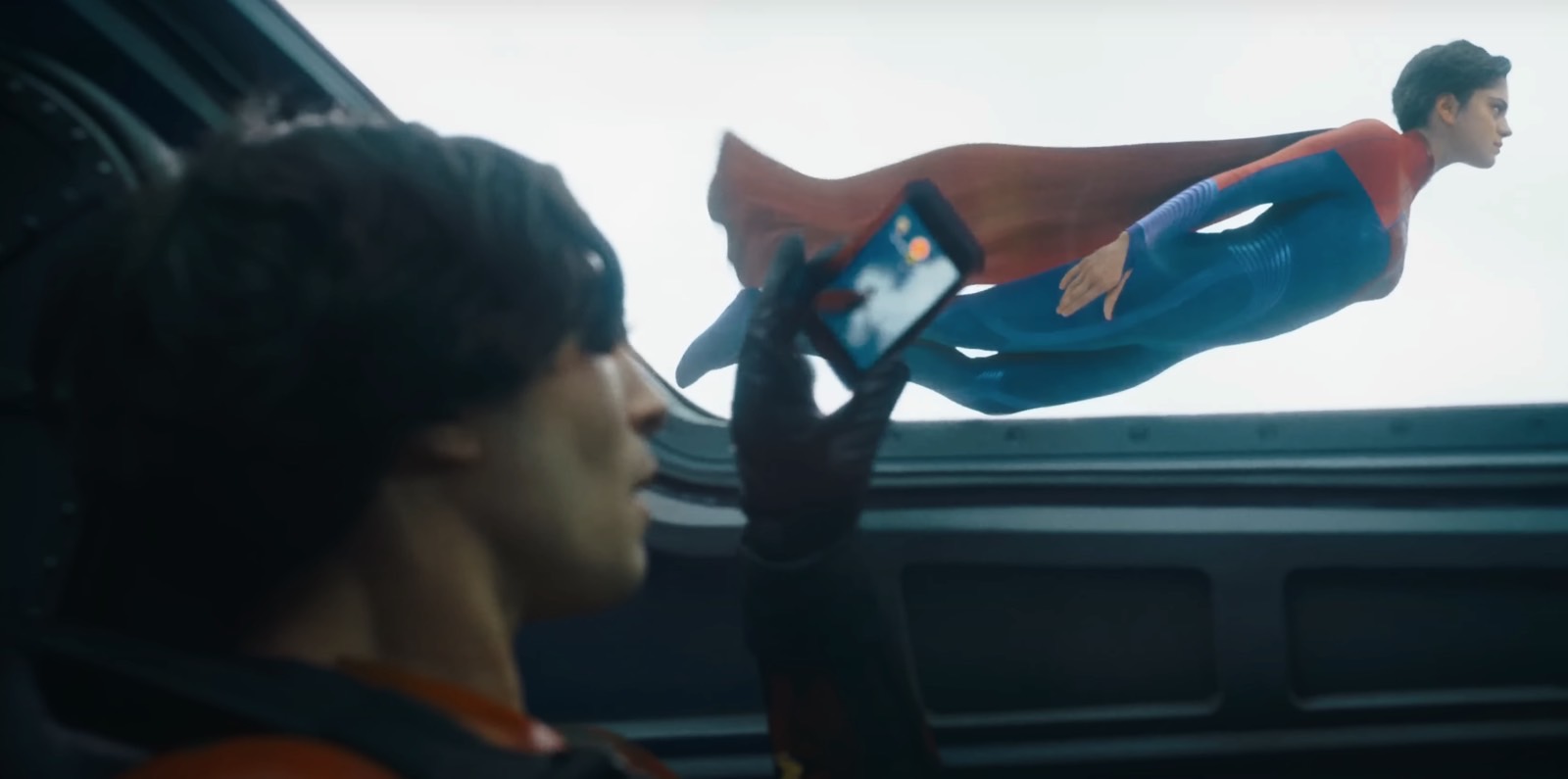 Barry Allen (Ezra Miller)  and Supergirl (Sasha Calle) in The Flash Super Bowl trailer.