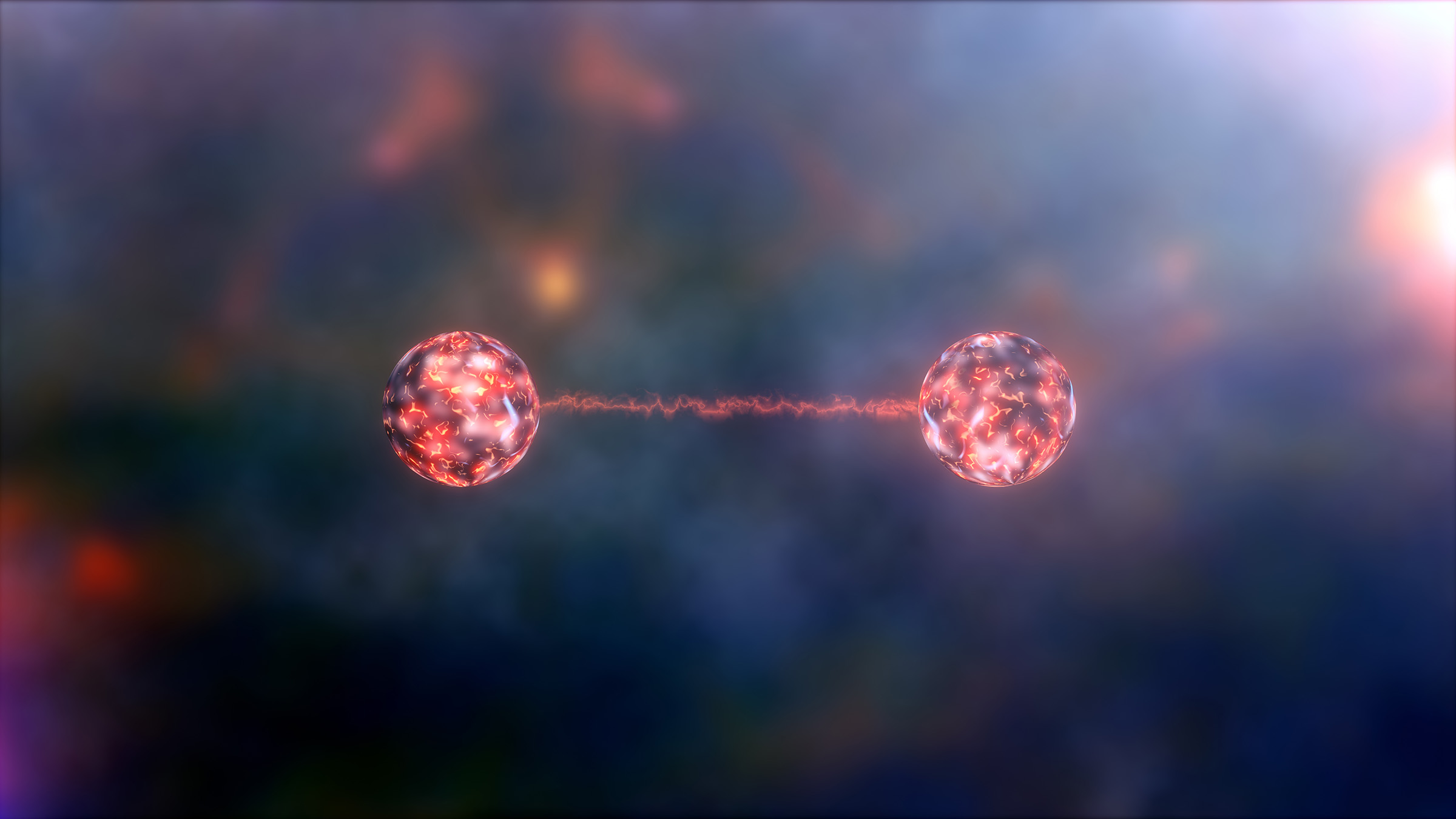 Conceptual 3D illustration of quantum entanglement