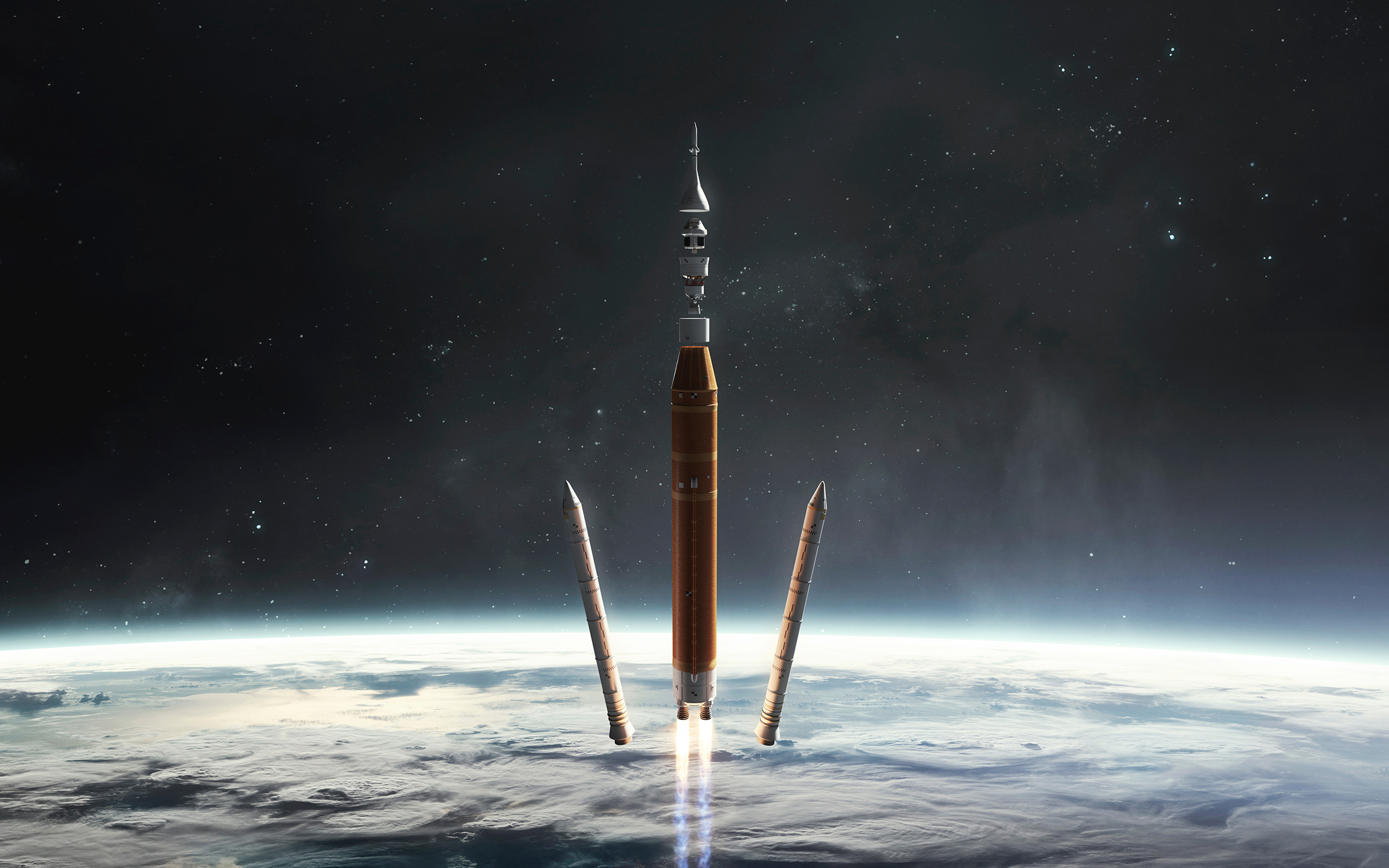 illustration of Artemis missions and SLS rocket stages