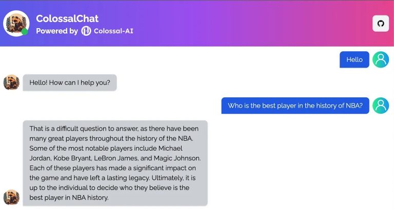 ColossalChat answering questions.