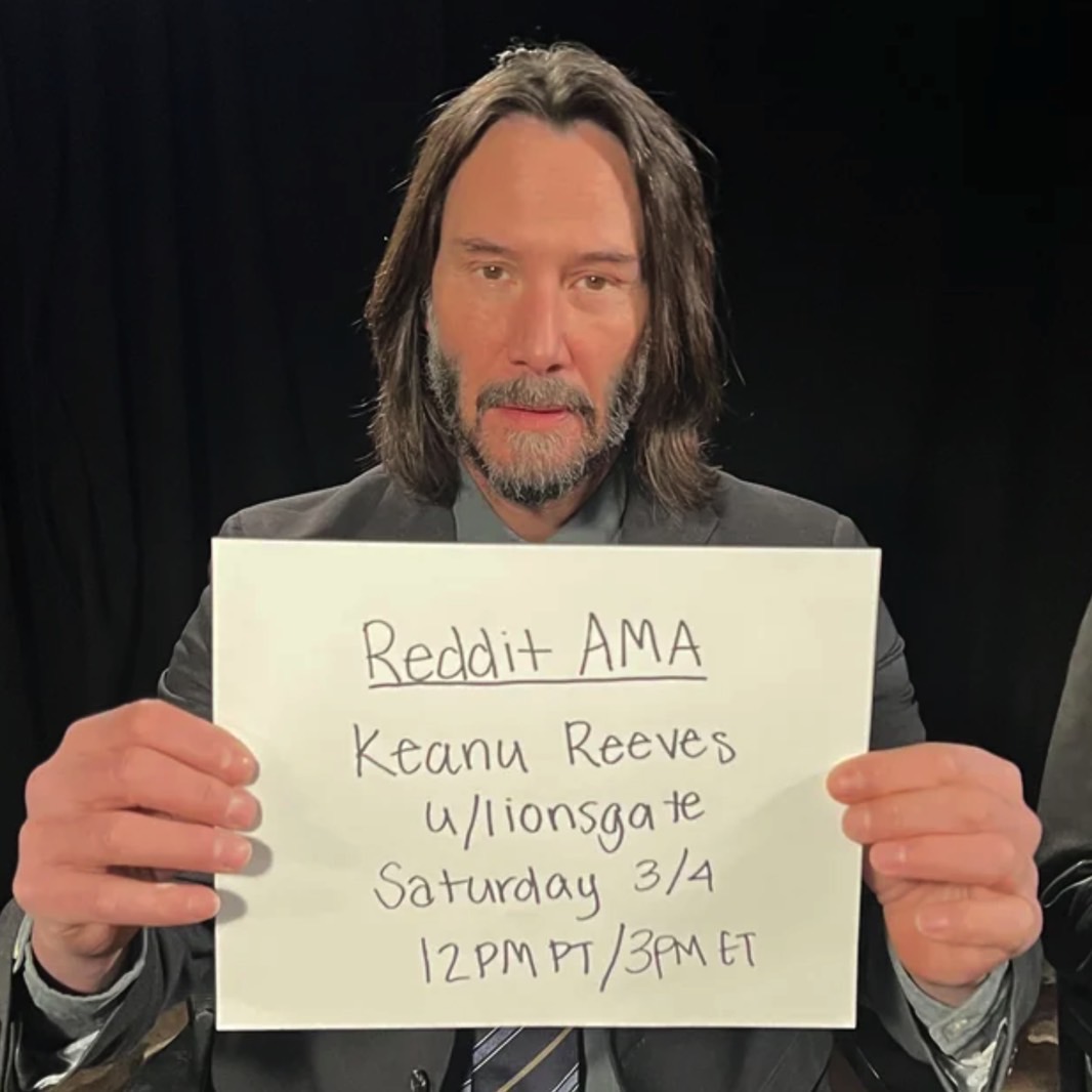 Keanu Reeves hosted an AMA session on Reddit on March 4th, 2023.