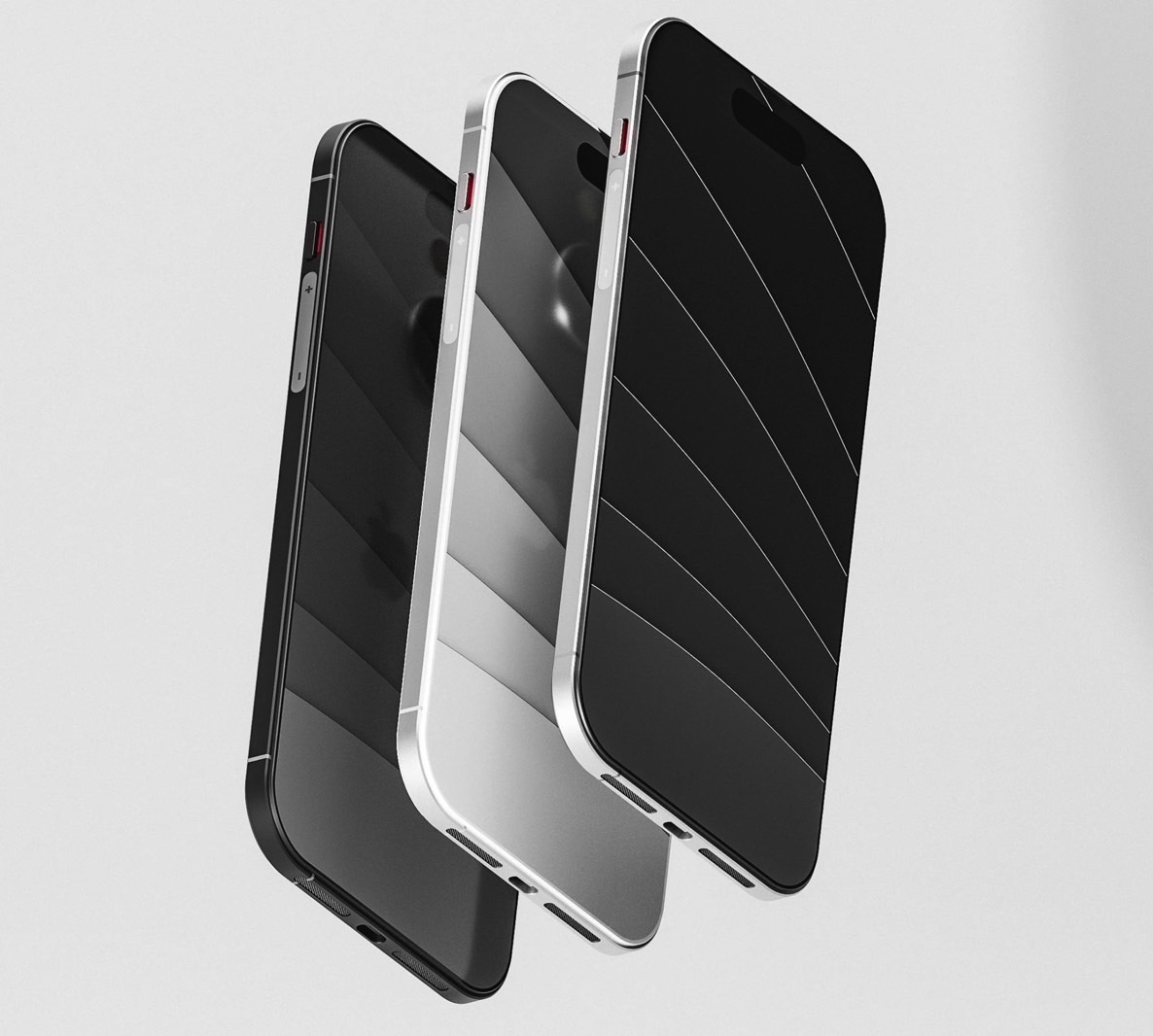 Modern iPhone 4 concept: Profile, capacitive volume buttons, and USB-C port.