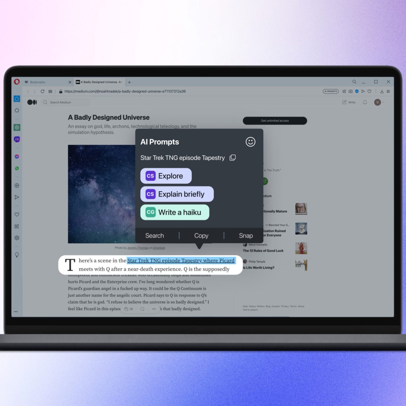 Opera's generative AI chatbot Aria now supports Opera GX browser