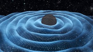 Gravitation waves around black hole in space 3D illustration