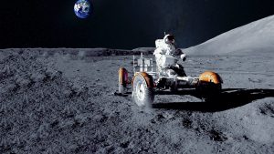 next-generation moon rover with astronaut on it
