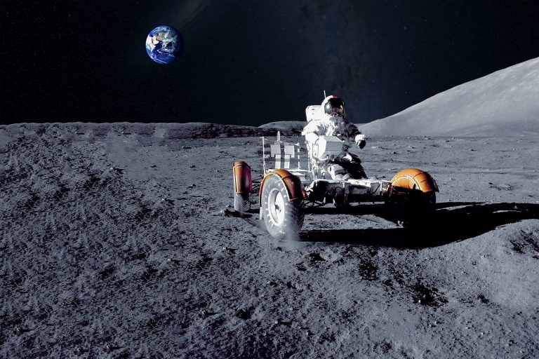 next-generation moon rover with astronaut on it