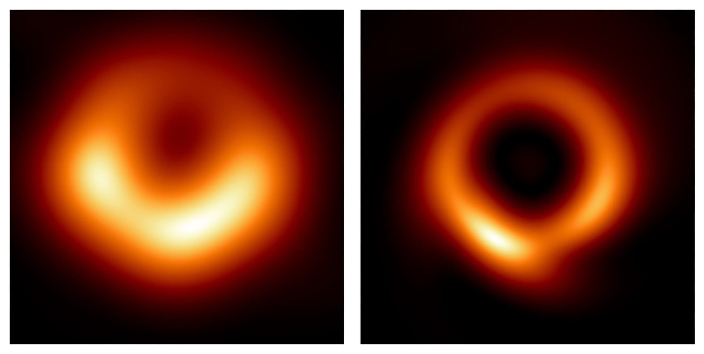 side-by-side first photo of black hole and AI update