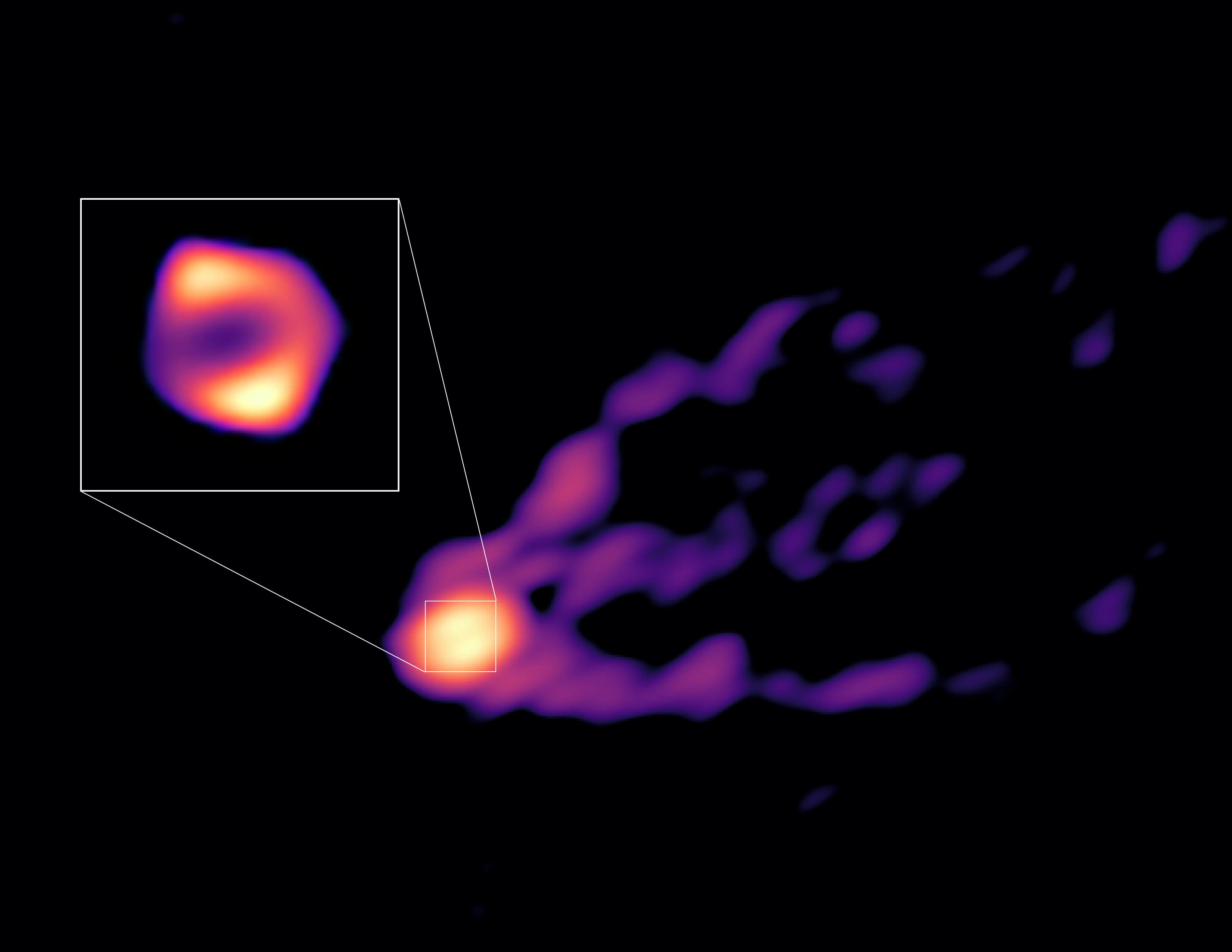 direct image of black hole with jet shooting out of it