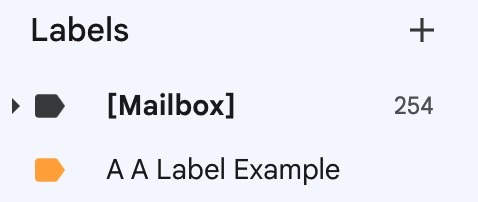 Labels menu in Gmail.