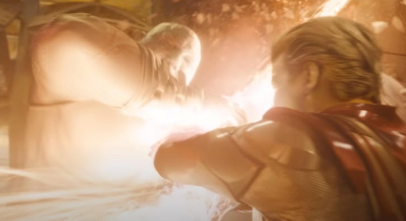 Drax (Dave Bautista) and Adam Warlock (Will Poulter) fighting in Guardians Vol. 3 Final Tour TV ad.