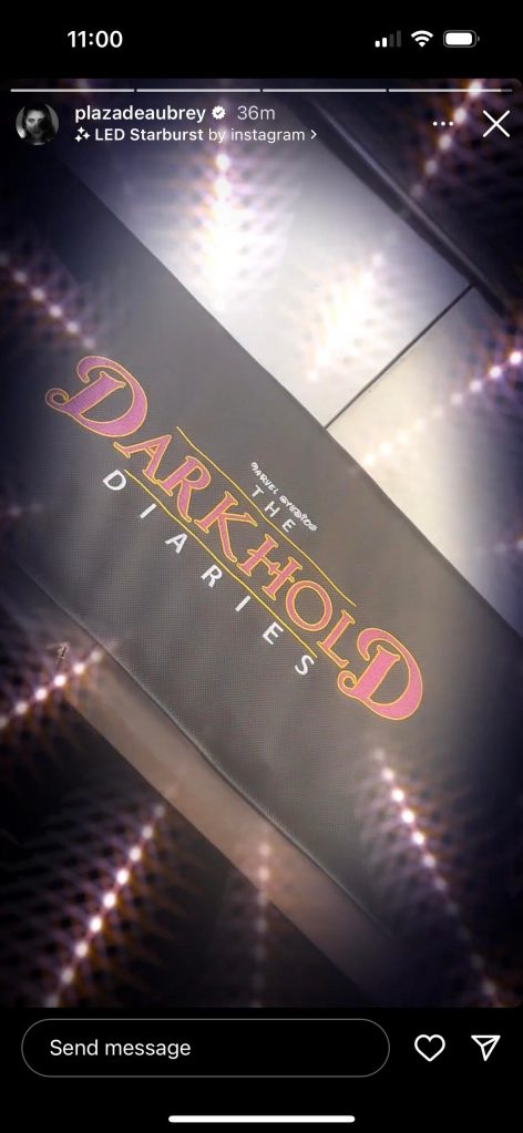 The Darkhold Diaries logo on Aubrey Plaza's Instagram Story.