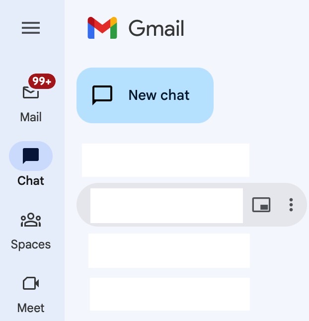 Start a new Chat conversation or continue an existing one directly in Gmail.